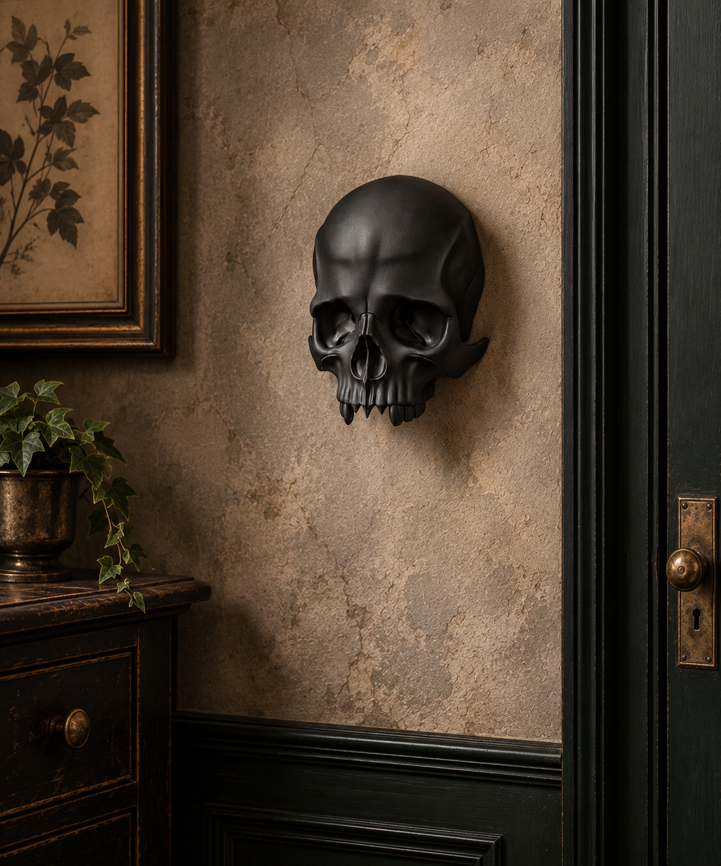 The Kept Secret — Skull Wall Mount with Hidden Compartment, Gothic Decor