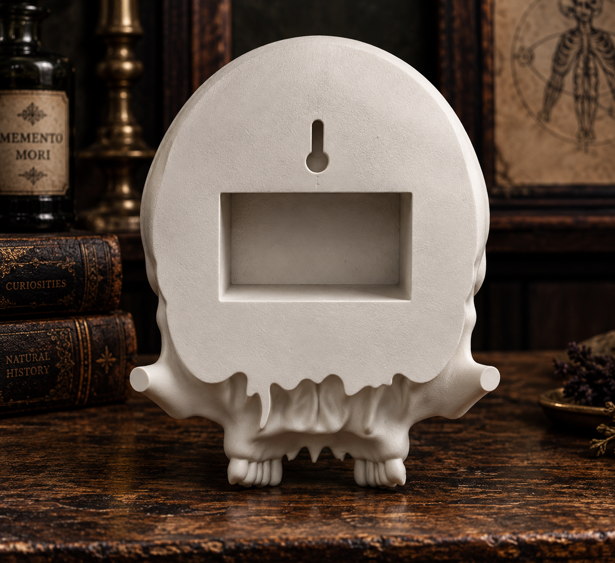 The Kept Secret — Skull Wall Mount with Hidden Compartment, Gothic Decor