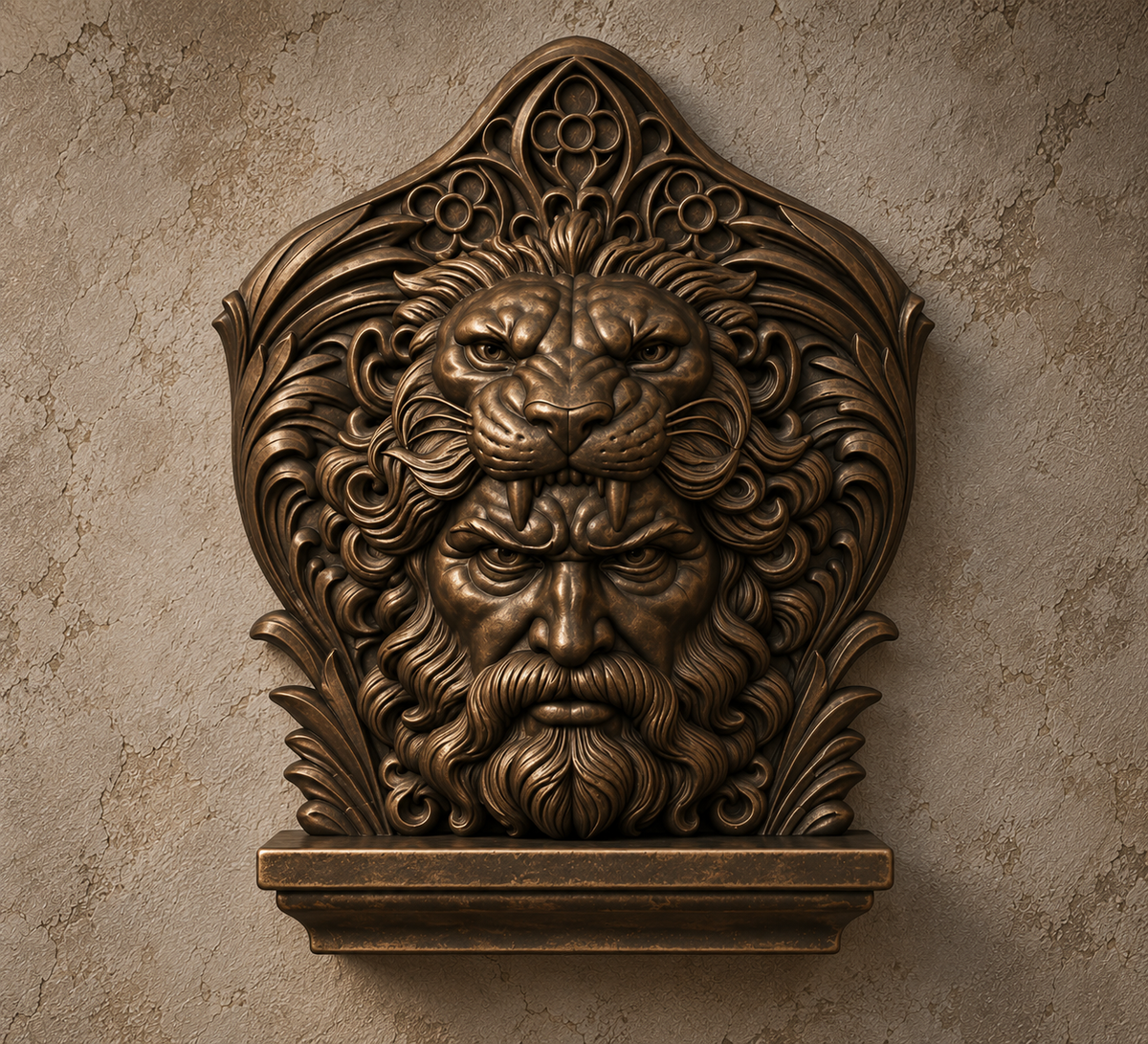 The Lion’s Trial — Hercules Wall Crest, Nemean Lion Gothic Plaque