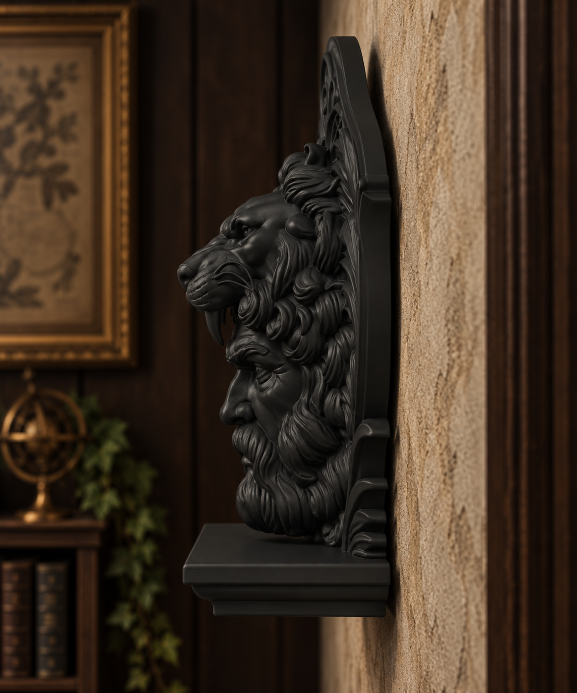 The Lion’s Trial — Hercules Wall Crest, Nemean Lion Gothic Plaque