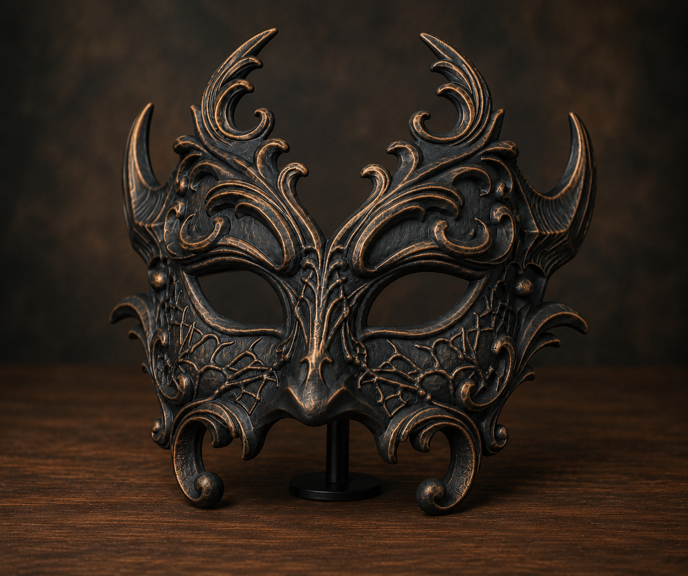 Midnight Elegance — Baroque Venetian Masquerade Mask, New Years Ball, Hand-Painted