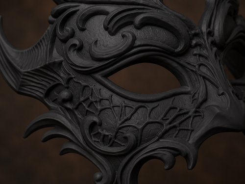 Midnight Elegance — Baroque Venetian Masquerade Mask, New Years Ball, Hand-Painted