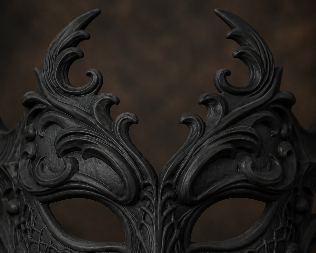 Midnight Elegance — Baroque Venetian Masquerade Mask, New Years Ball, Hand-Painted