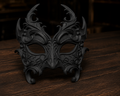 Midnight Elegance — Baroque Venetian Masquerade Mask, New Years Ball, Hand-Painted