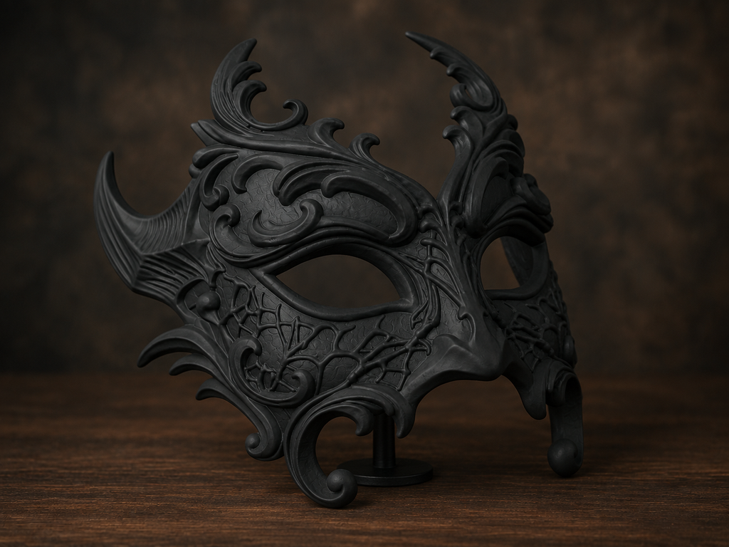 Midnight Elegance — Baroque Venetian Masquerade Mask, New Years Ball, Hand-Painted