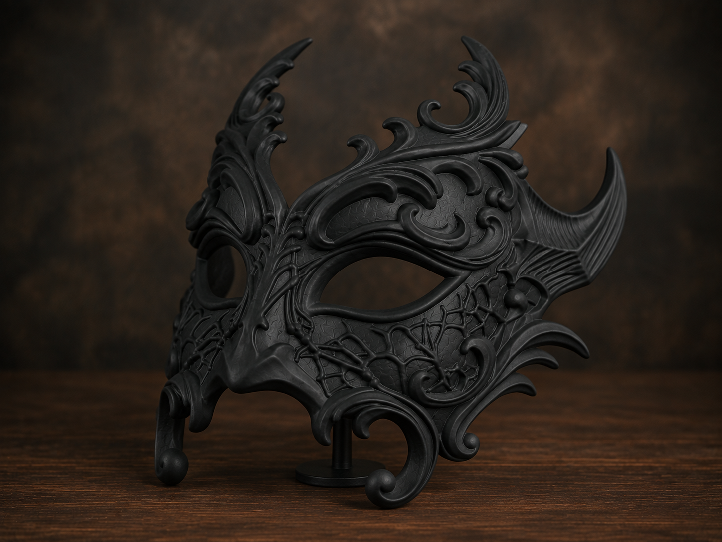 Midnight Elegance — Baroque Venetian Masquerade Mask, New Years Ball, Hand-Painted