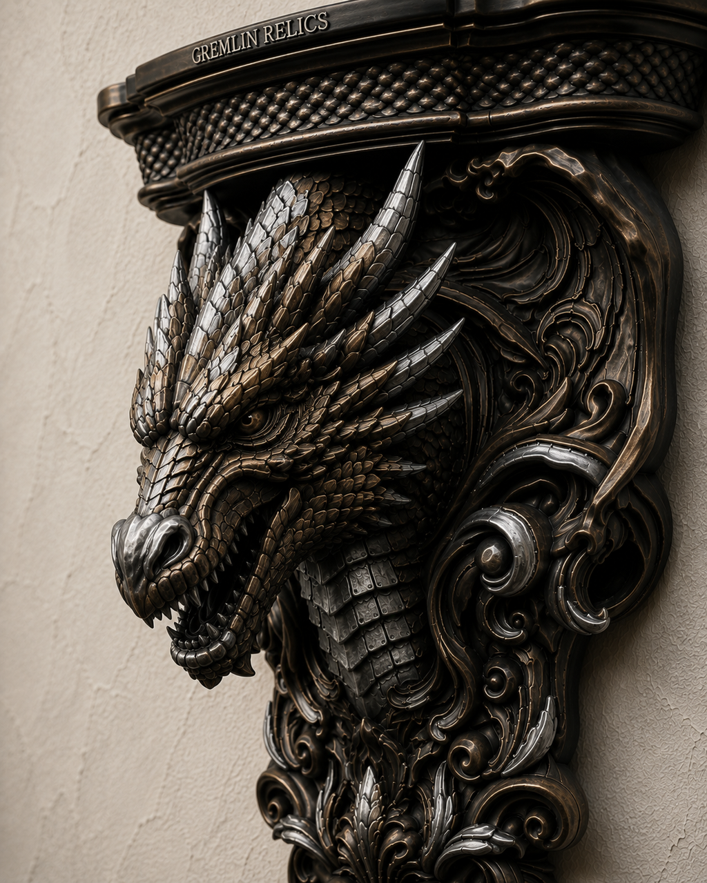 The Wyrm's Perch — Gothic Dragon Shelf, Floating Crystal & Candle Shelf, Hand-Painted