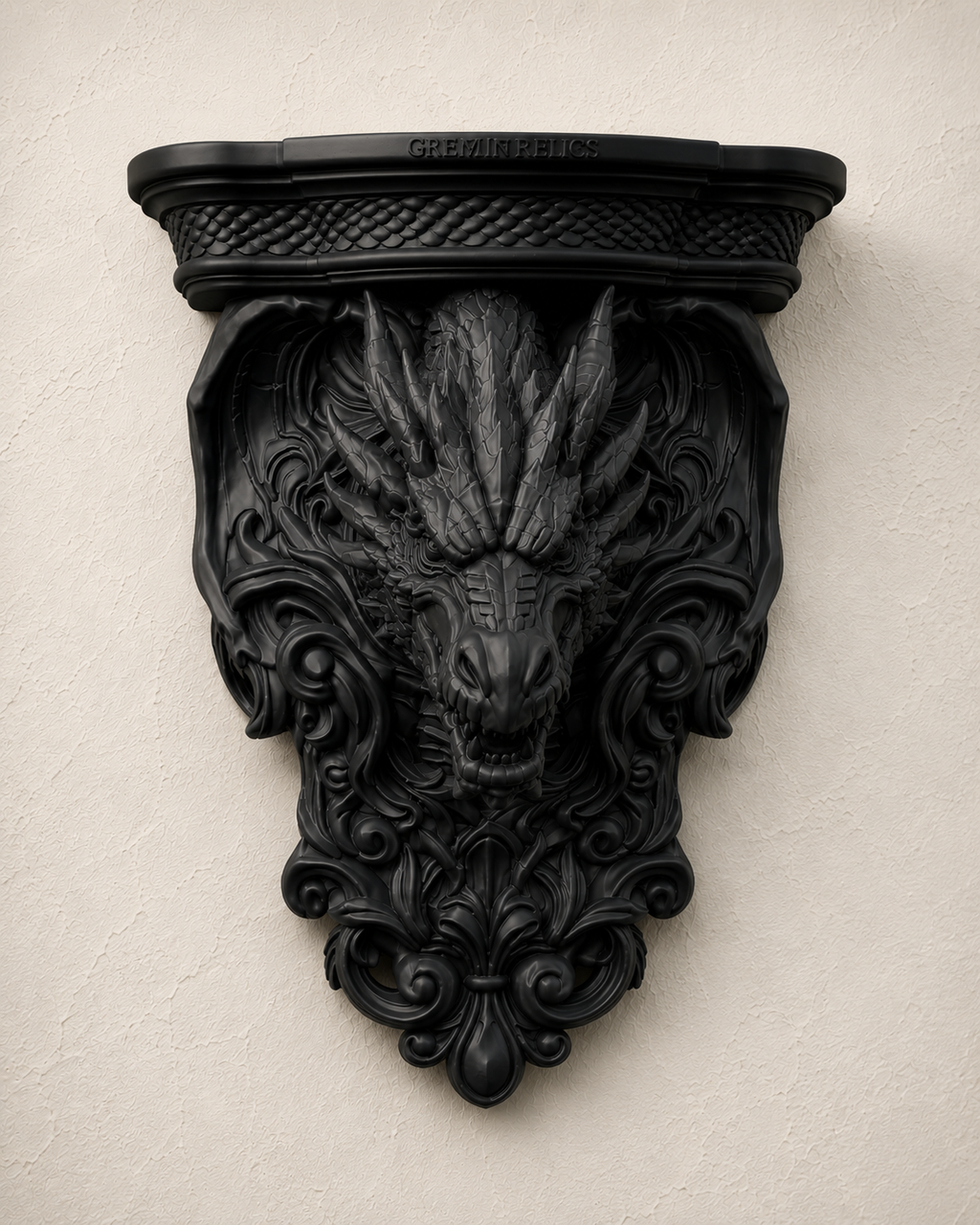 The Wyrm's Perch — Gothic Dragon Shelf, Floating Crystal & Candle Shelf, Hand-Painted