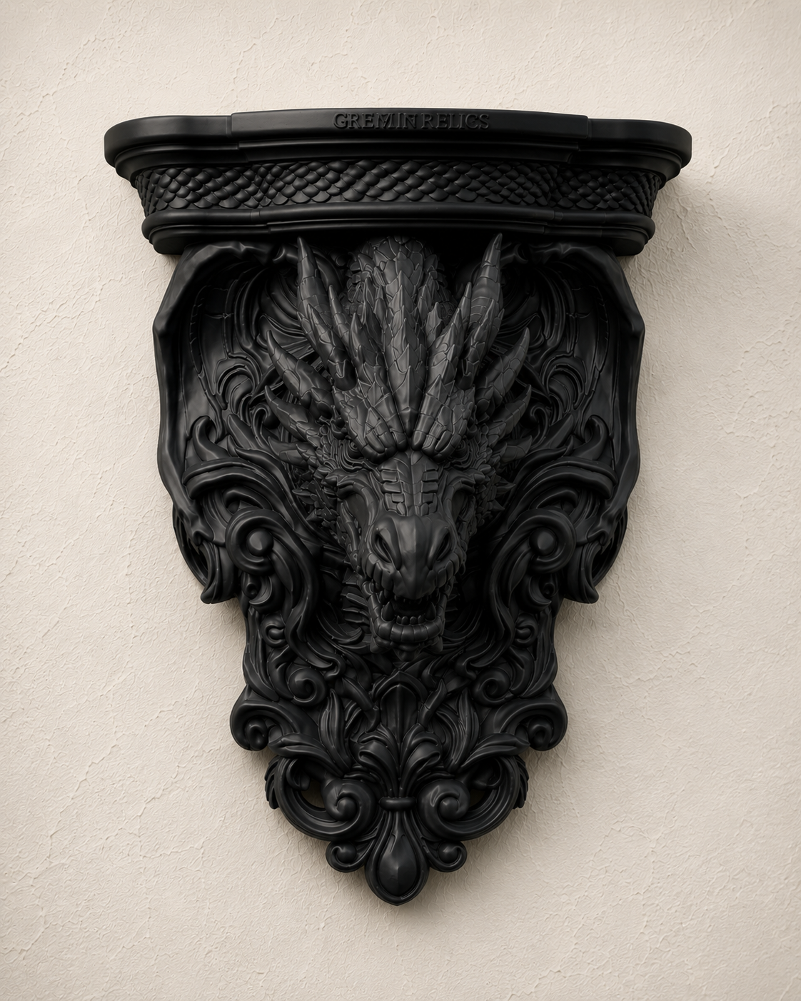 The Wyrm's Perch — Gothic Dragon Shelf, Floating Crystal & Candle Shelf, Hand-Painted
