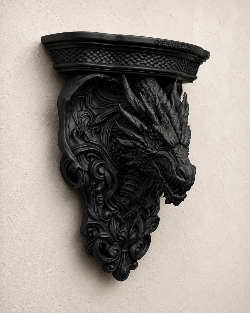 The Wyrm's Perch — Gothic Dragon Shelf, Floating Crystal & Candle Shelf, Hand-Painted