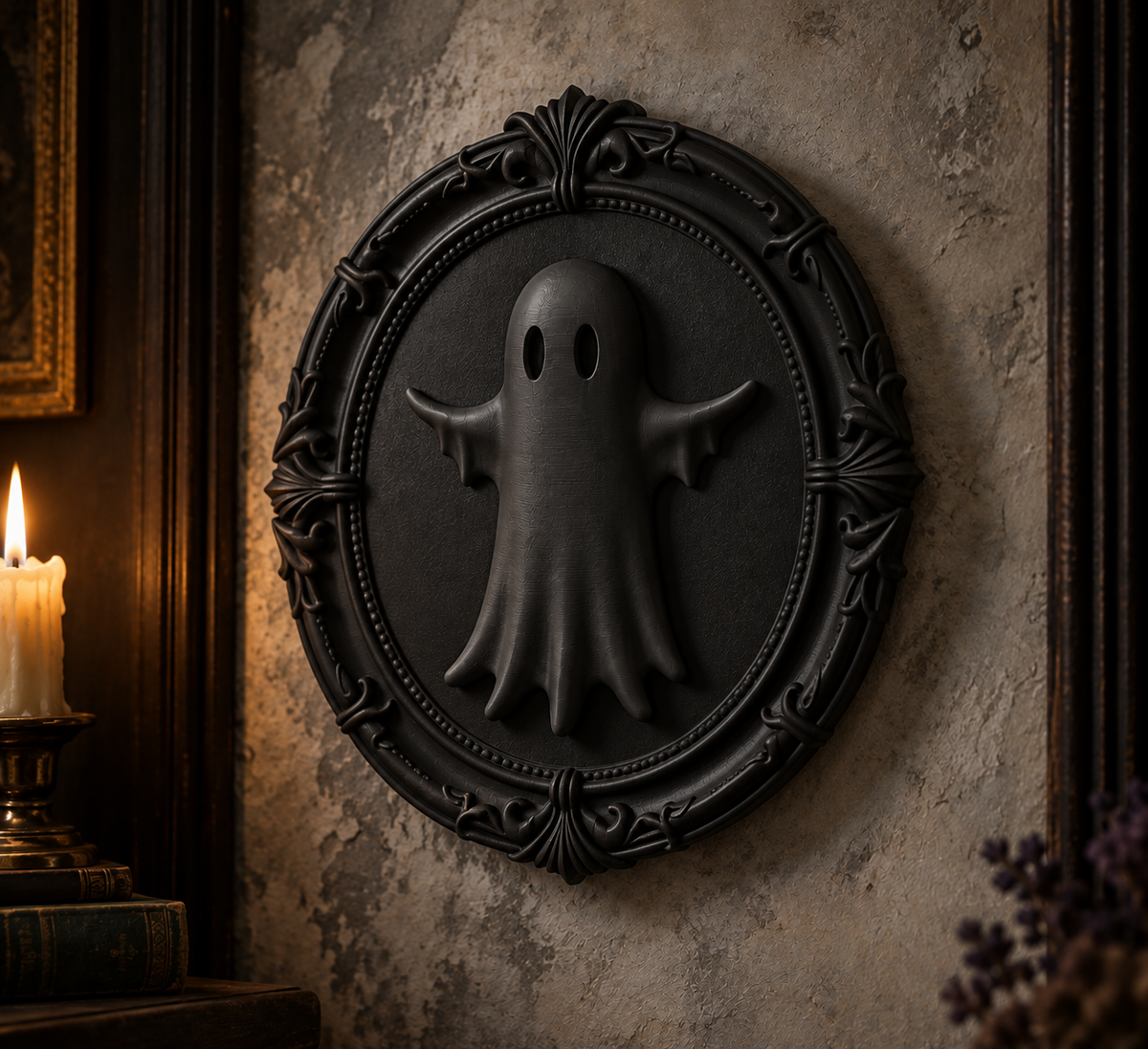 The Pale Wanderer — Ghost Wall Plaque, Gothic Halloween Wall Decor