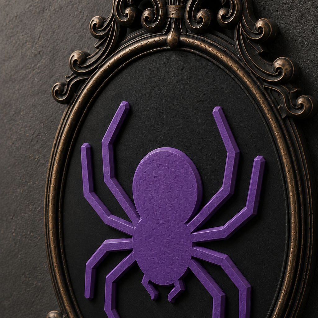 The Patient Weaver — Gothic Spider Cameo Wall Plaque, Baroque Halloween Wall Decor