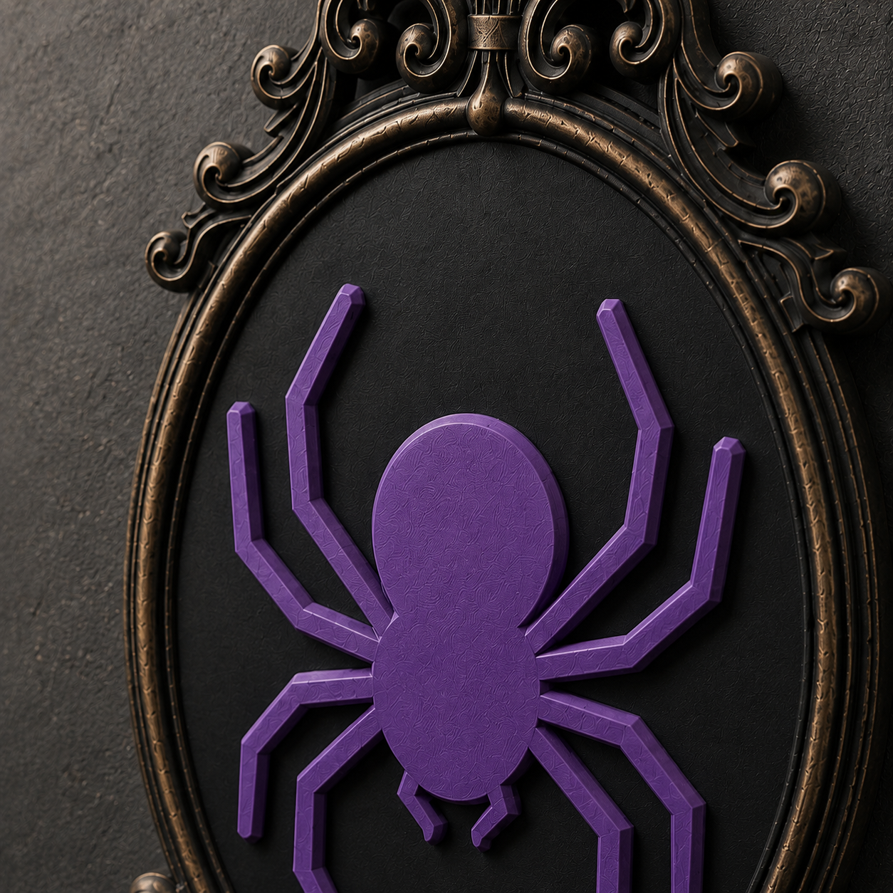 The Patient Weaver — Gothic Spider Cameo Wall Plaque, Baroque Halloween Wall Decor