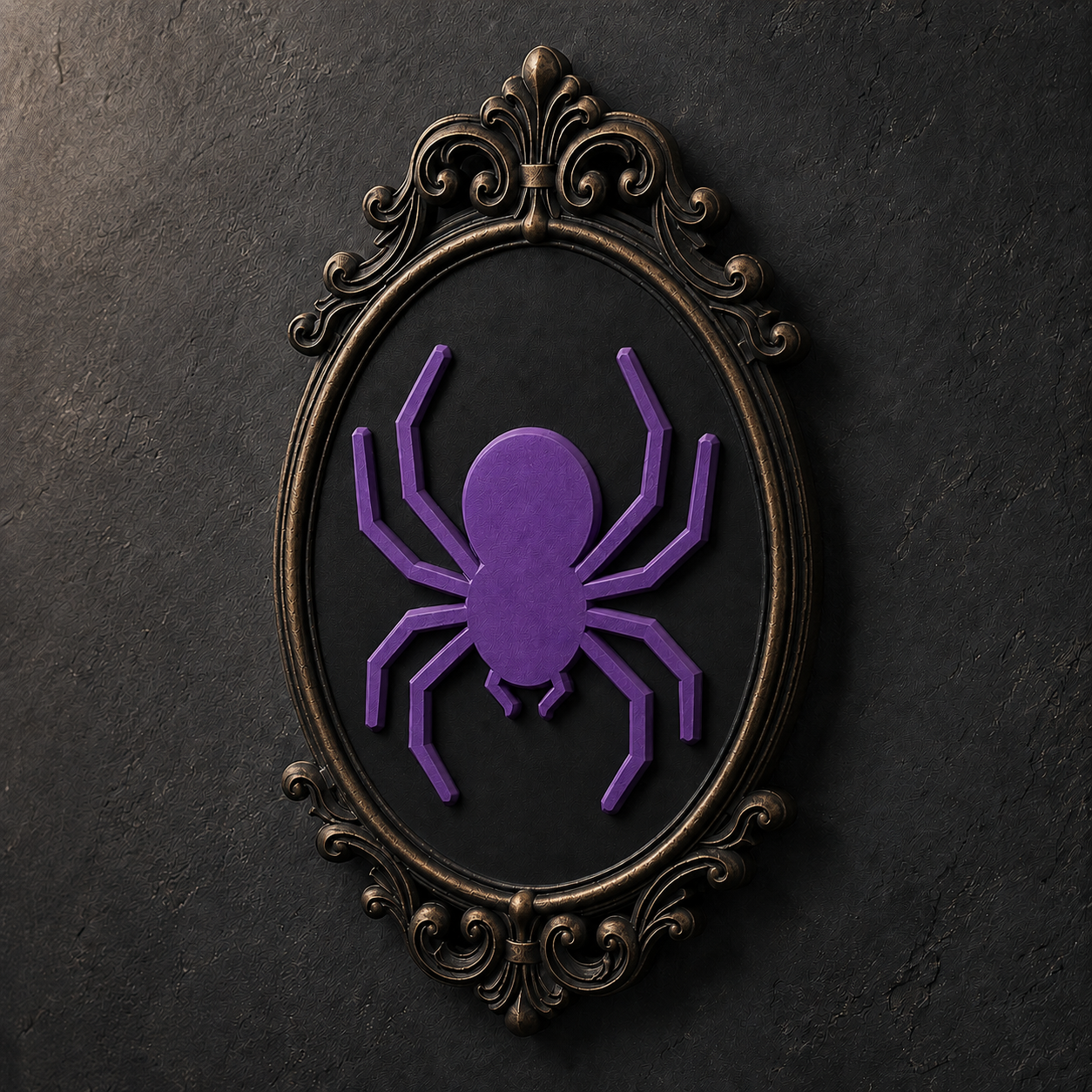 The Patient Weaver — Gothic Spider Cameo Wall Plaque, Baroque Halloween Wall Decor