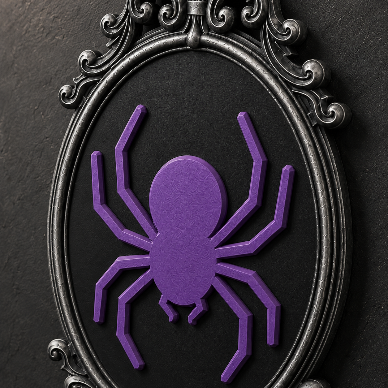 The Patient Weaver — Gothic Spider Cameo Wall Plaque, Baroque Halloween Wall Decor