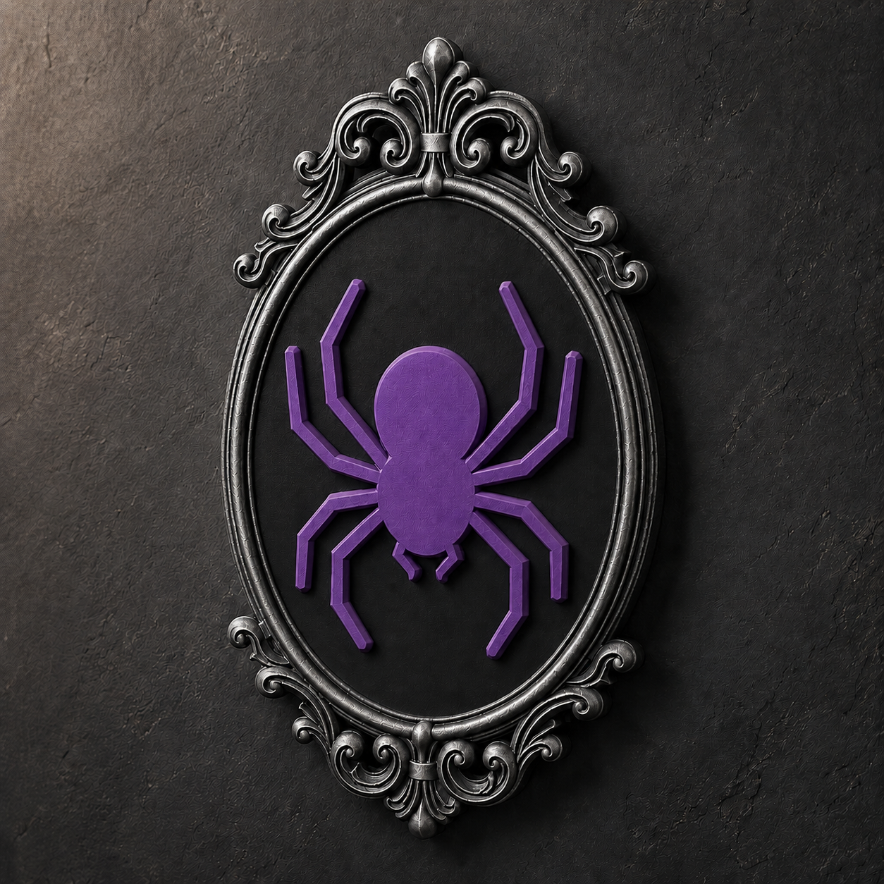 The Patient Weaver — Gothic Spider Cameo Wall Plaque, Baroque Halloween Wall Decor