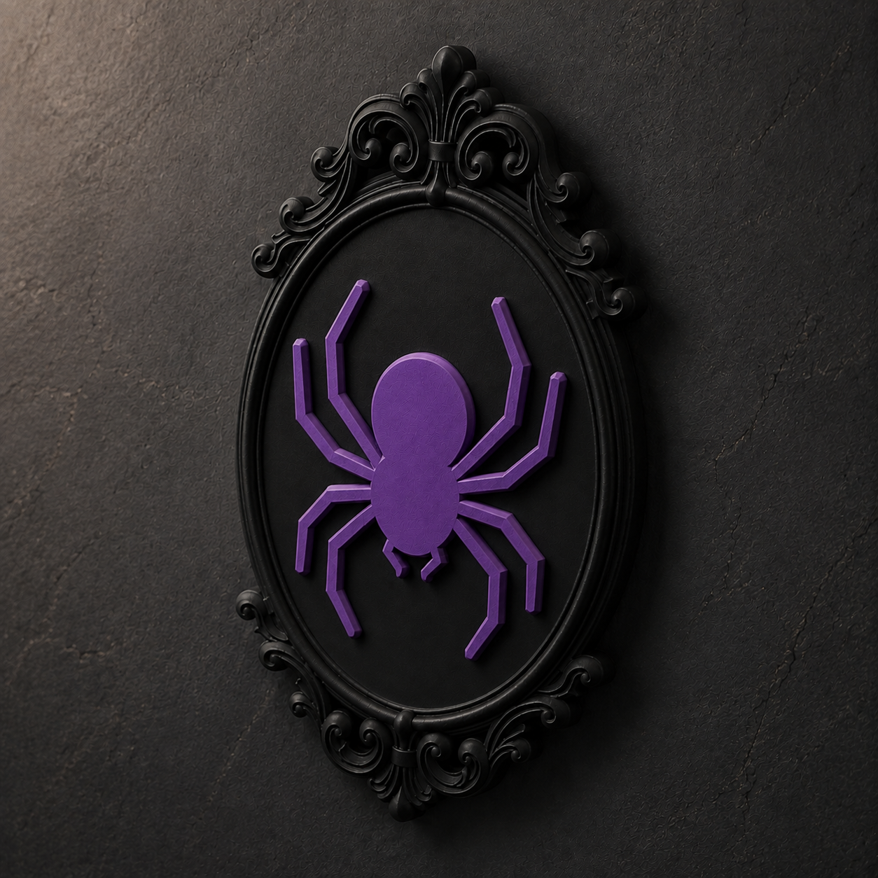 The Patient Weaver — Gothic Spider Cameo Wall Plaque, Baroque Halloween Wall Decor