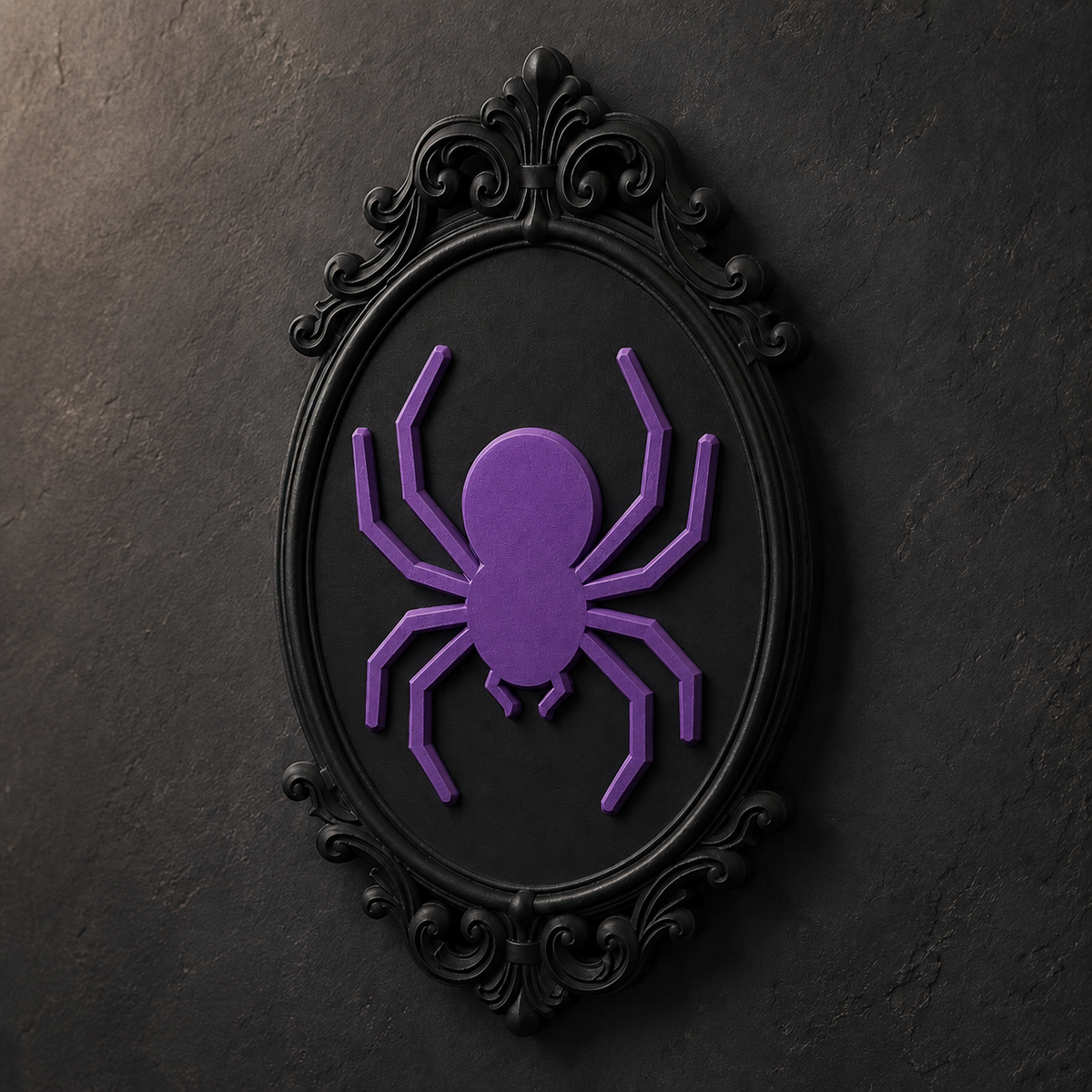 The Patient Weaver — Gothic Spider Cameo Wall Plaque, Baroque Halloween Wall Decor