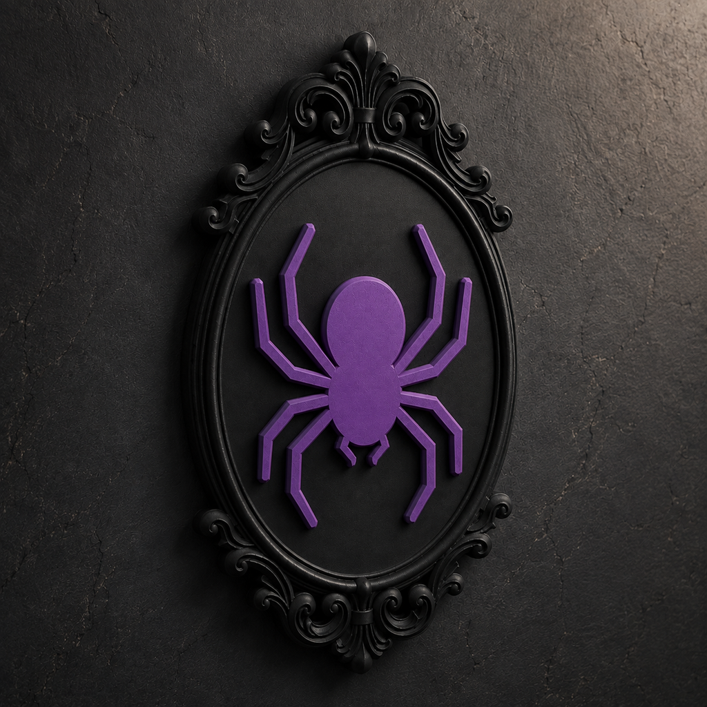 The Patient Weaver — Gothic Spider Cameo Wall Plaque, Baroque Halloween Wall Decor