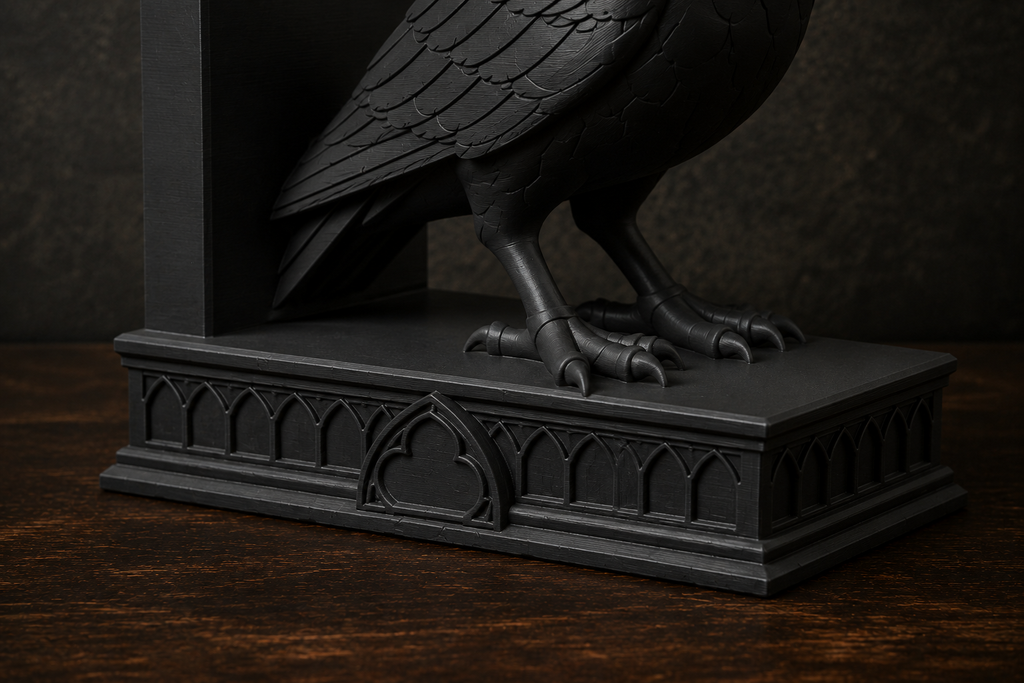 The Quiet Corvid — Gothic Raven Bookend, Dark Academia Bookshelf Decor