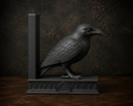 The Quiet Corvid — Gothic Raven Bookend, Dark Academia Bookshelf Decor