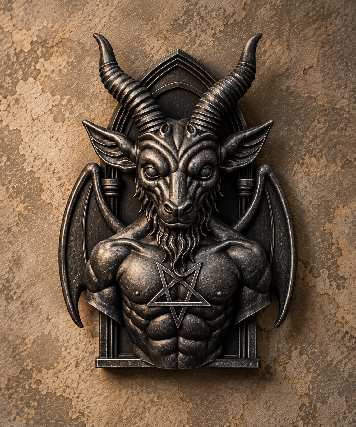 The Horned Sigil — Baphomet Wall Plaque, Gothic Occult Altar Decor