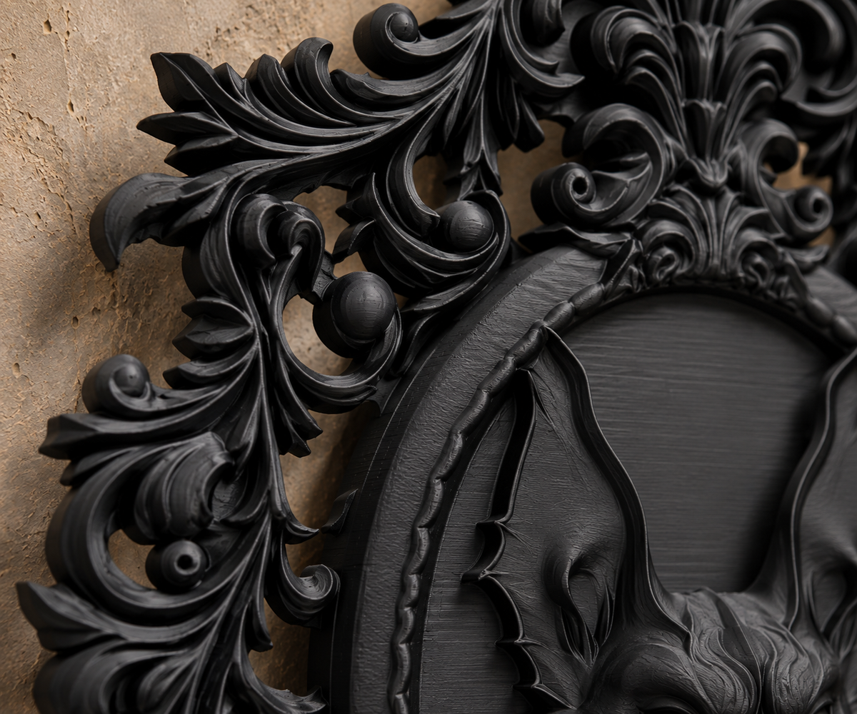 The Rafter Dweller — Gothic Bat Cameo Wall Plaque, Baroque Halloween Decor