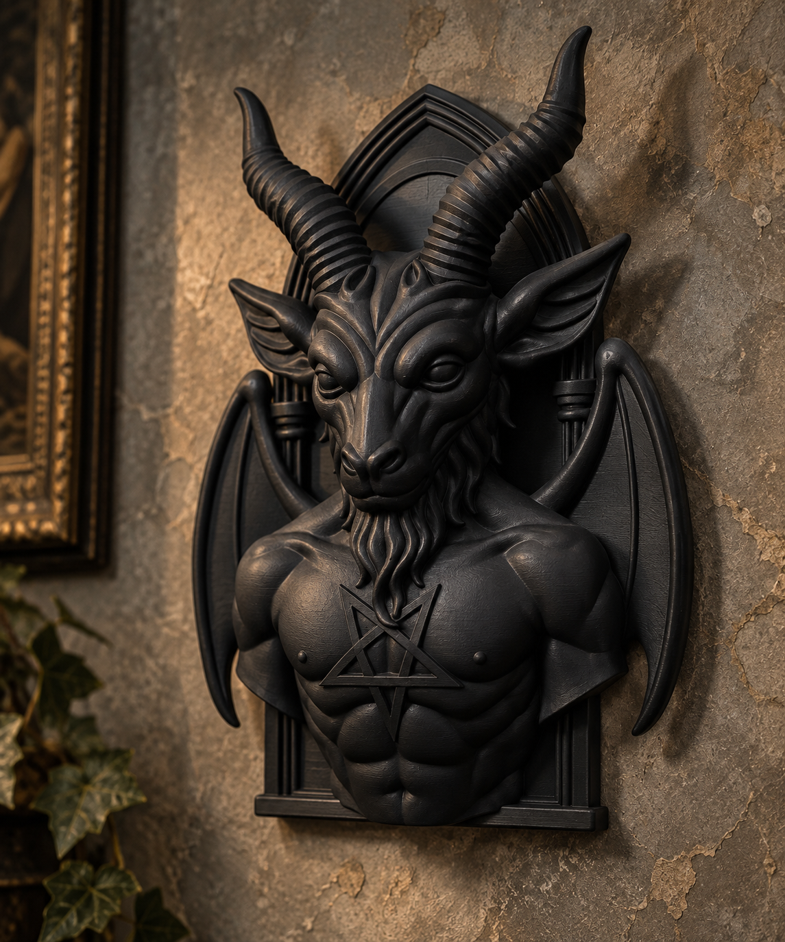 The Horned Sigil — Baphomet Wall Plaque, Gothic Occult Altar Decor