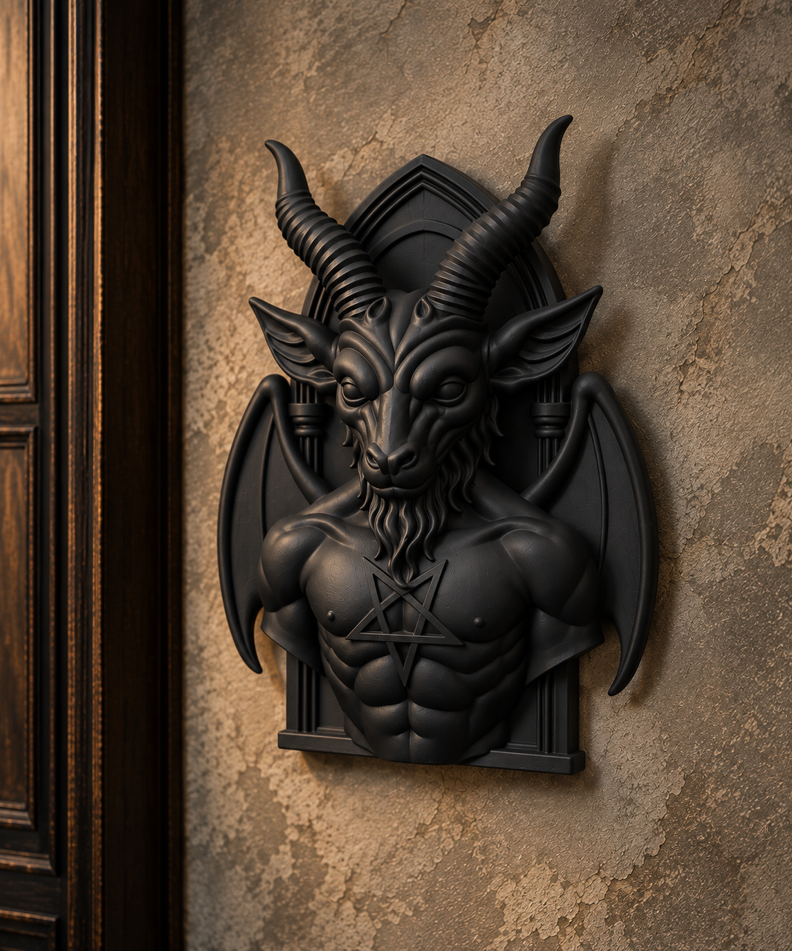 The Horned Sigil — Baphomet Wall Plaque, Gothic Occult Altar Decor