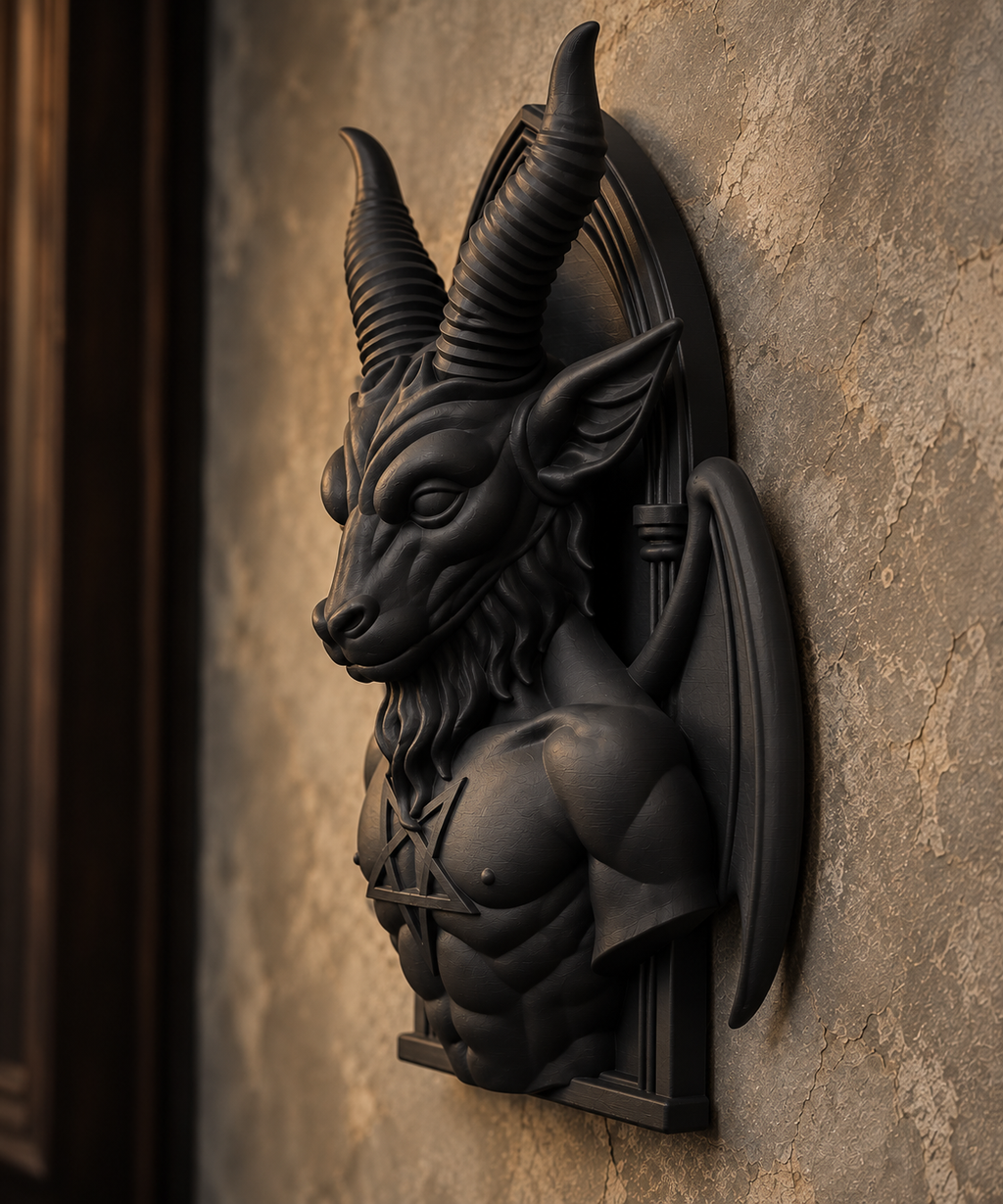 The Horned Sigil — Baphomet Wall Plaque, Gothic Occult Altar Decor
