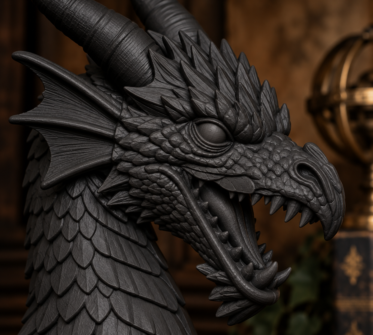 The Rampant Drake — Dragon Cathedral Bookend, Gothic Fantasy Bookshelf Decor