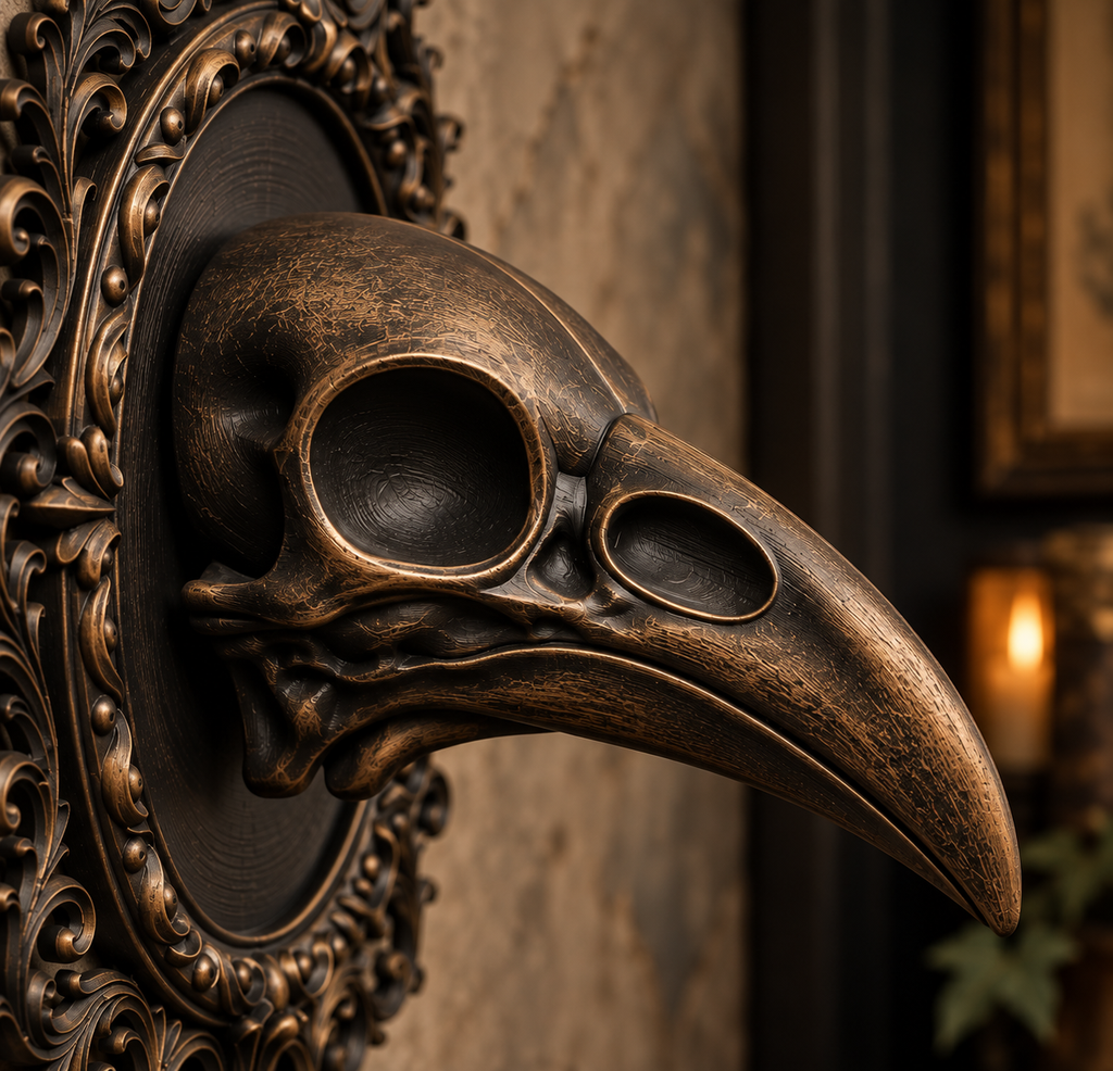The Silent Augur — Raven Skull Wall Plaque, Gothic Memento Mori Wall Decor