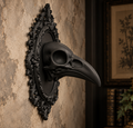 The Silent Augur — Raven Skull Wall Plaque, Gothic Memento Mori Wall Decor