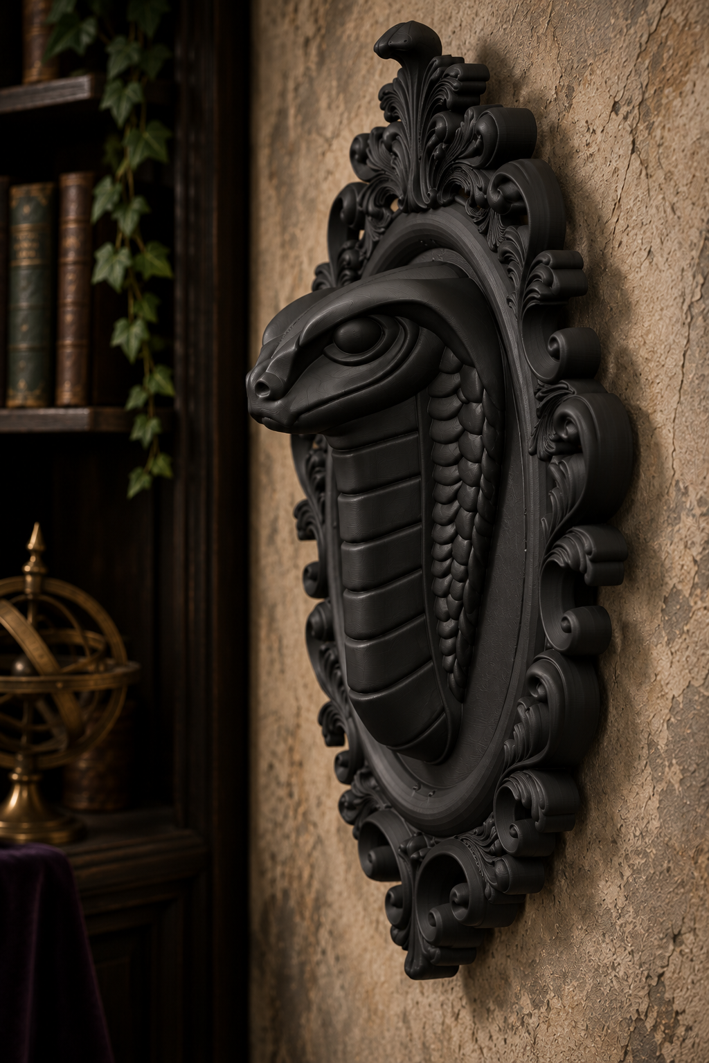 The Serpent's Gate — Gothic Snake Wall Plaque, Dark Fantasy Wall Decor