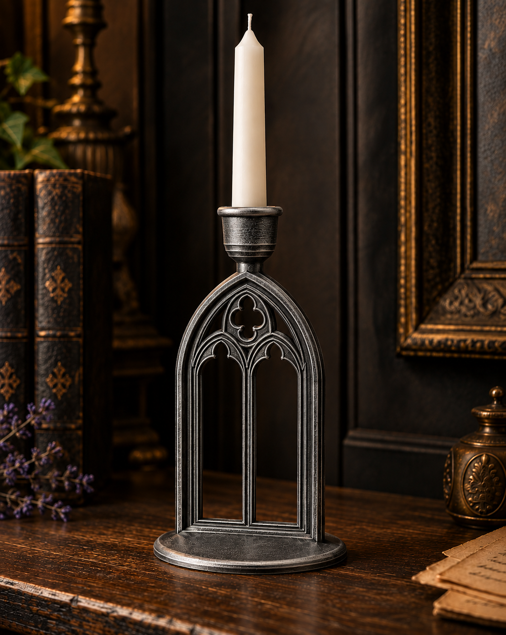 The Vigil Arch — Gothic Cathedral Arch Candle Holder, Gothic Altar Decor