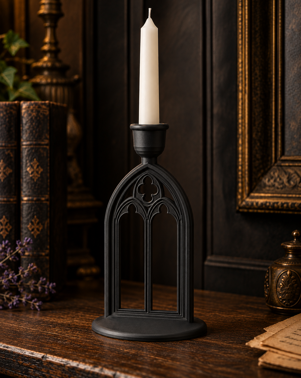 The Vigil Arch — Gothic Cathedral Arch Candle Holder, Gothic Altar Decor