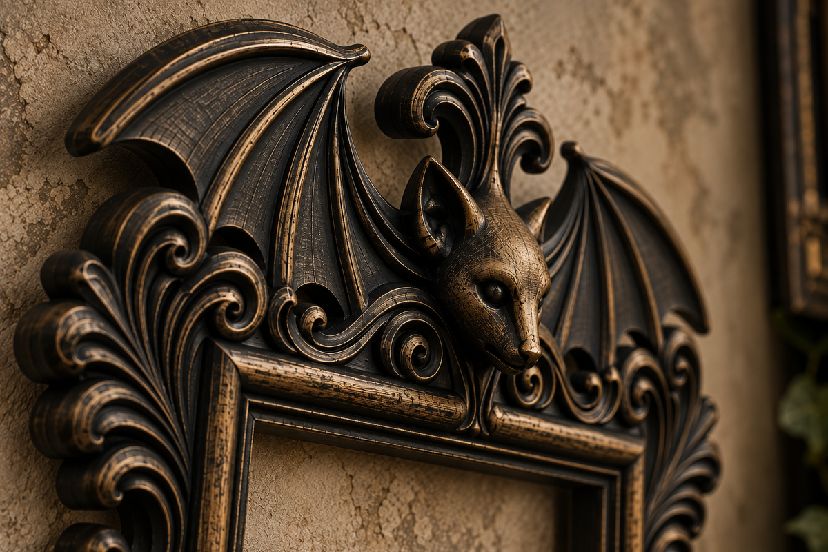 The Vesper — Gothic Bat Photo Frame, Baroque Halloween Wall Frame