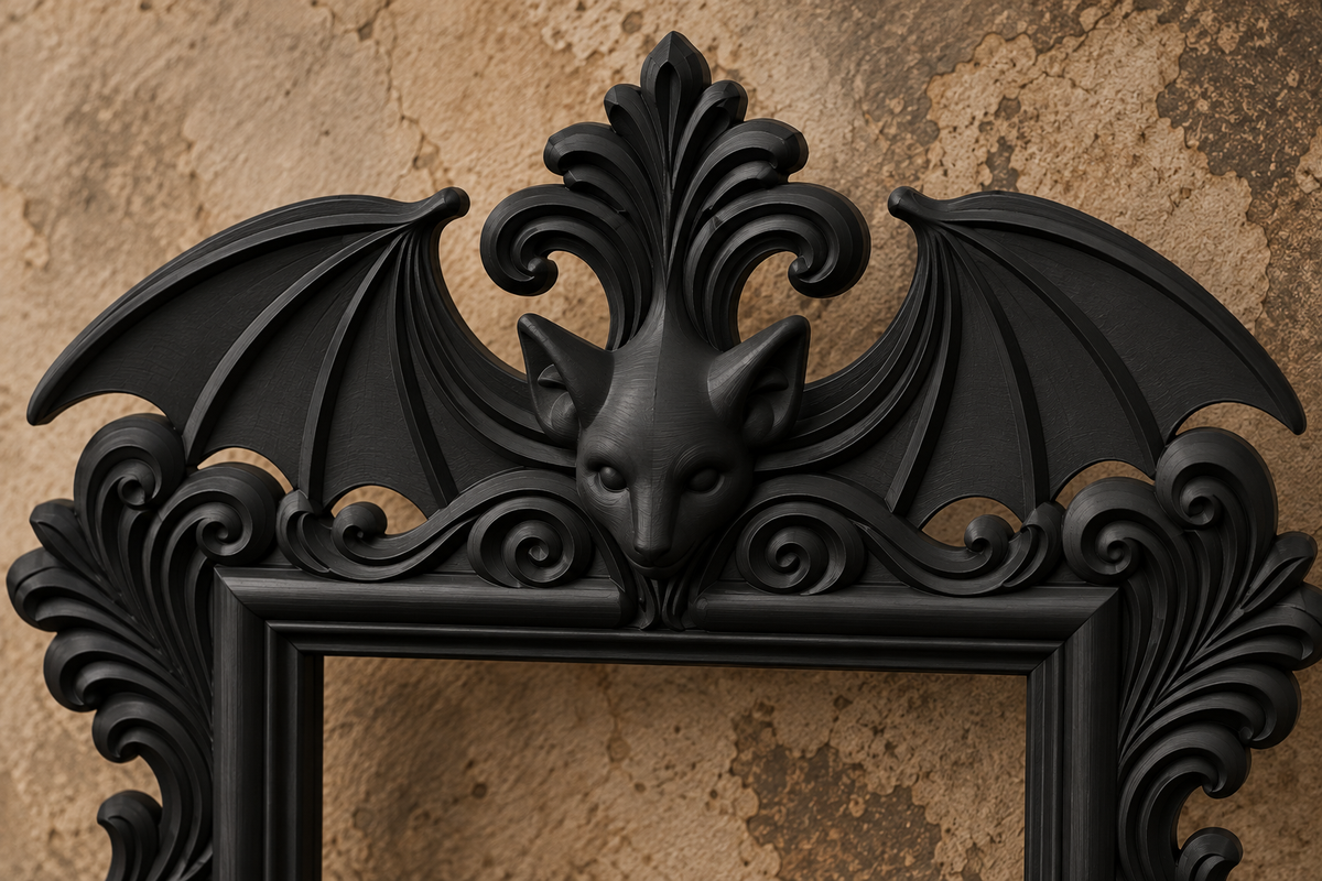 The Vesper — Gothic Bat Photo Frame, Baroque Halloween Wall Frame