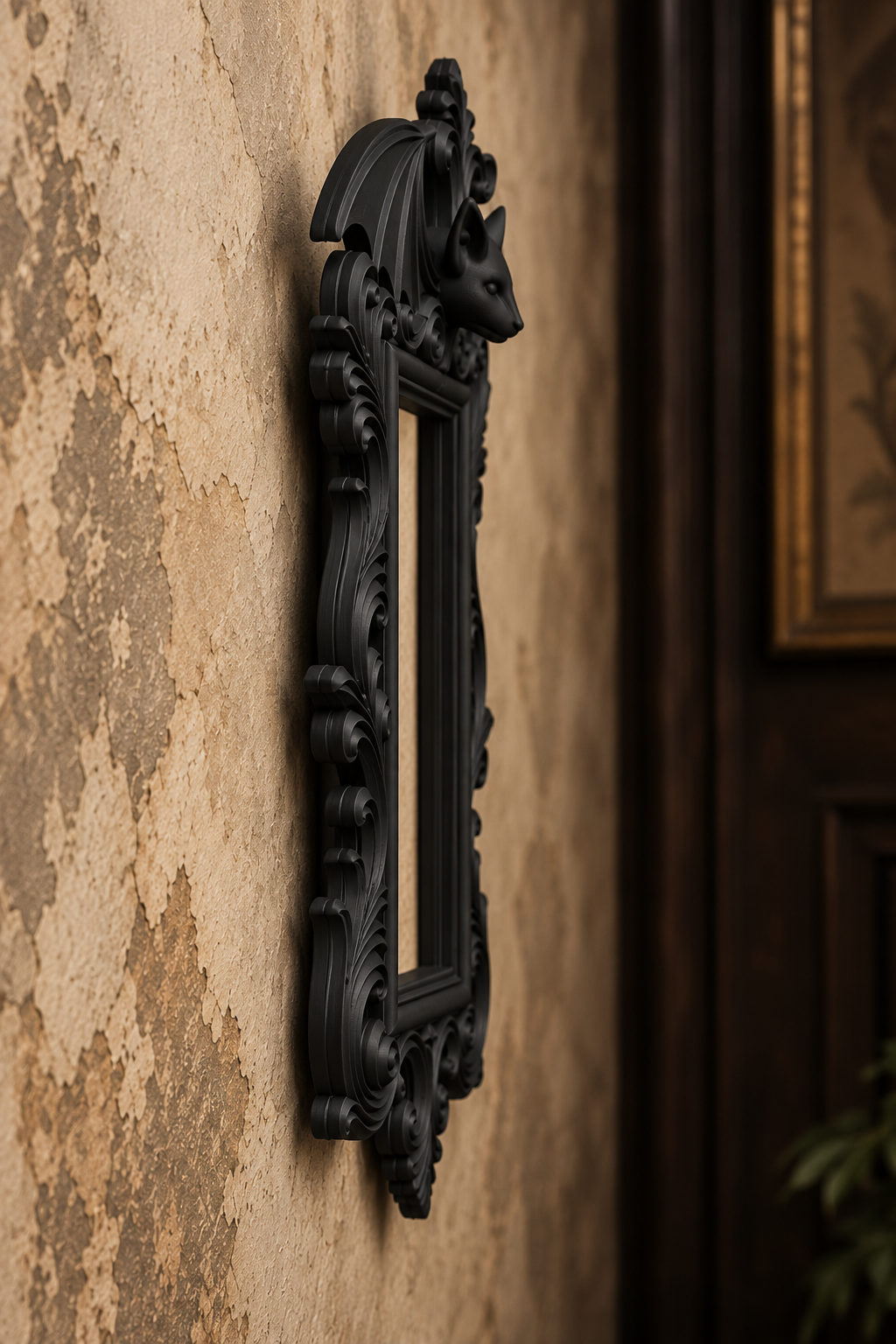 The Vesper — Gothic Bat Photo Frame, Baroque Halloween Wall Frame