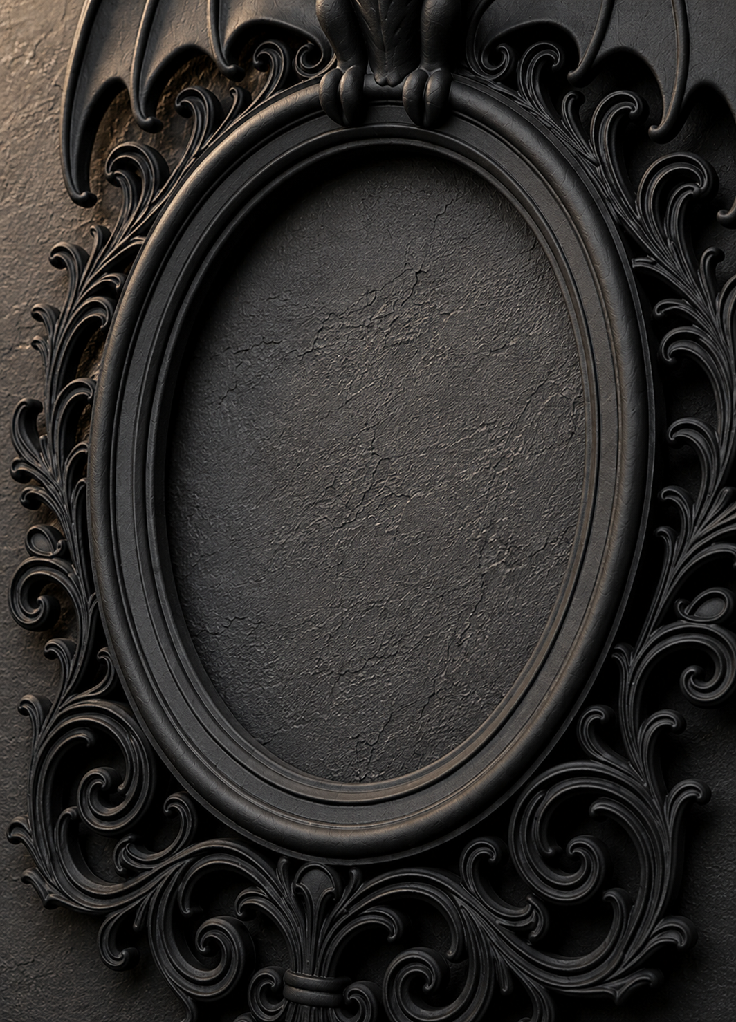 The Vaulted Wing — Oval Bat Photo Frame, Baroque Gothic Wall Frame