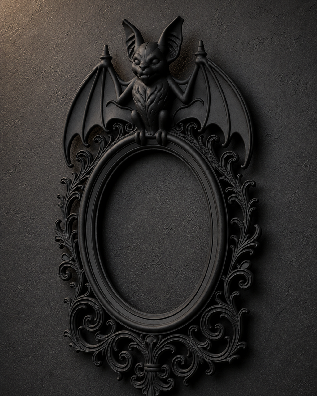 The Vaulted Wing — Oval Bat Photo Frame, Baroque Gothic Wall Frame