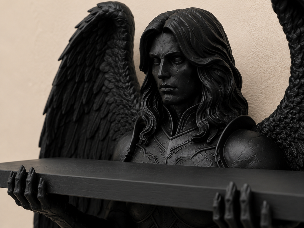 The Fallen Sentinel — Winged Warrior Wall Shelf