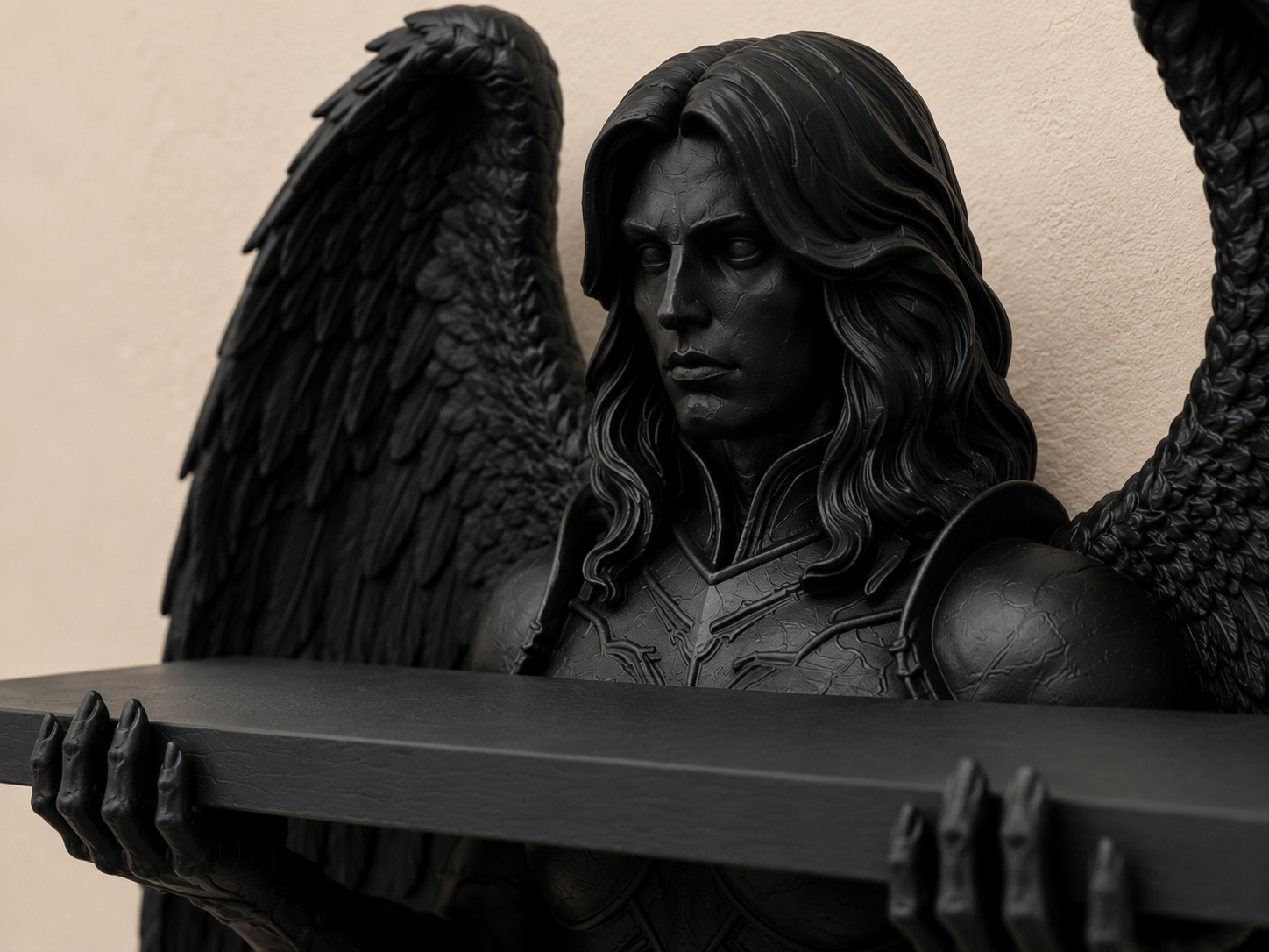 The Fallen Sentinel — Winged Warrior Wall Shelf