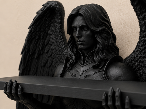 The Fallen Sentinel — Winged Warrior Wall Shelf