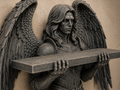 The Fallen Sentinel — Gothic Angel Wall Shelf, Winged Crystal Shelf, Hand-Painted