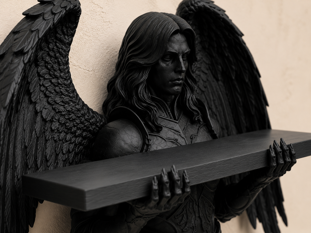 The Fallen Sentinel — Winged Warrior Wall Shelf