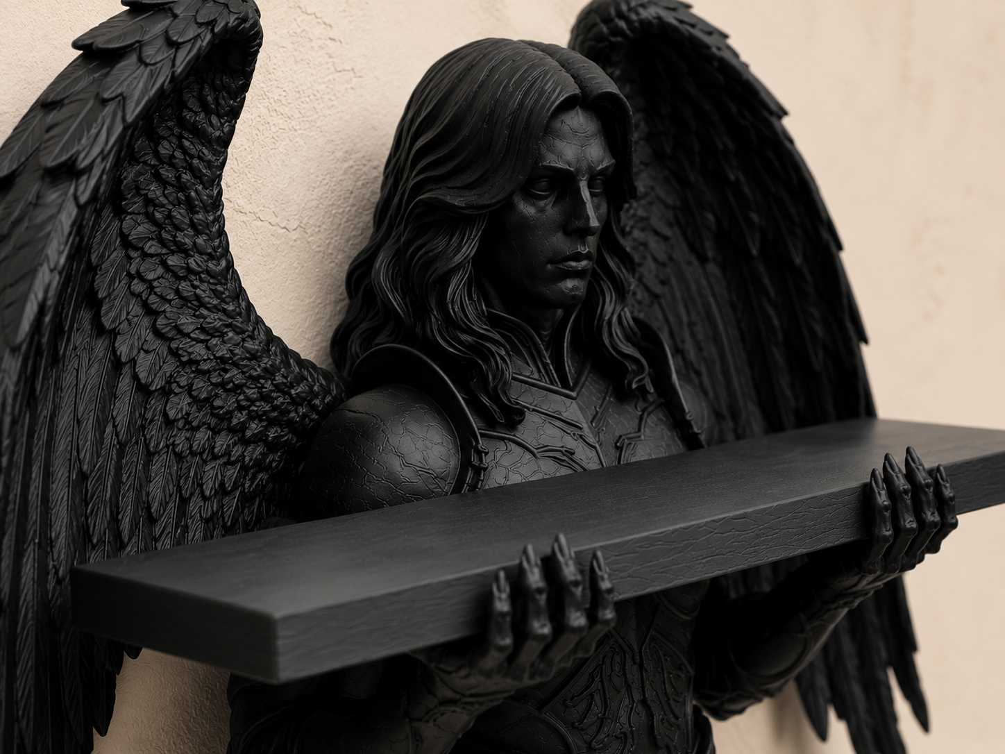 The Fallen Sentinel — Winged Warrior Wall Shelf