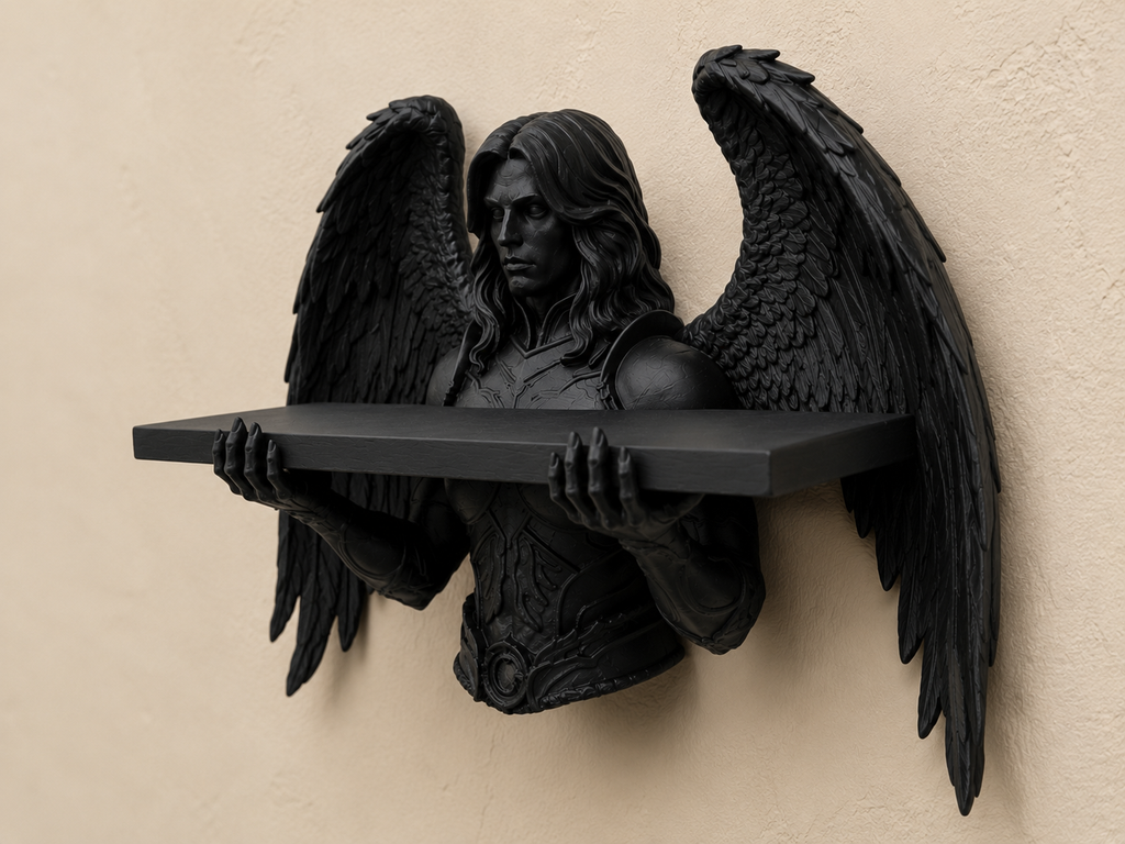 The Fallen Sentinel — Winged Warrior Wall Shelf