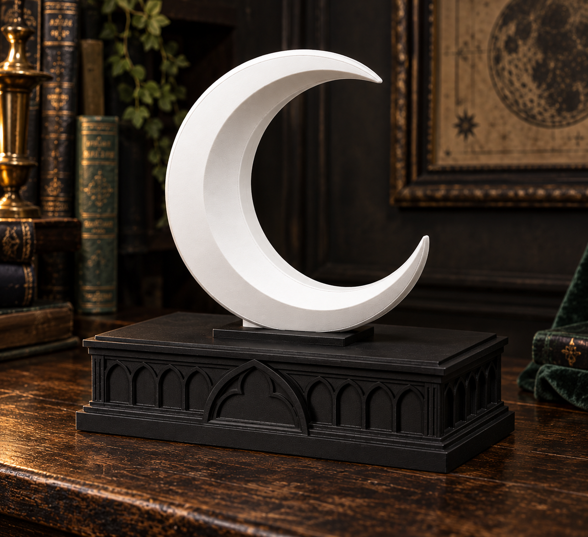 The Waning Casket — Crescent Moon Jewellery Box, Witchy Gothic Trinket Box