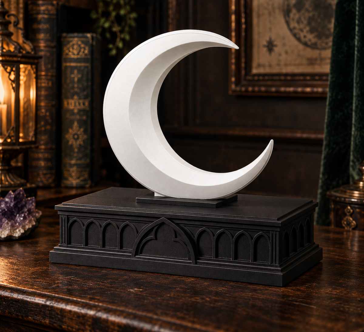 The Waning Casket — Crescent Moon Jewellery Box, Witchy Gothic Trinket Box